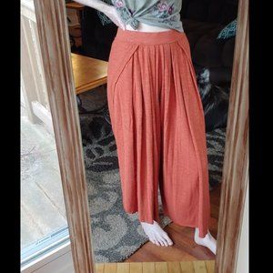 Free People Wide Leg Slit Pant in Rust